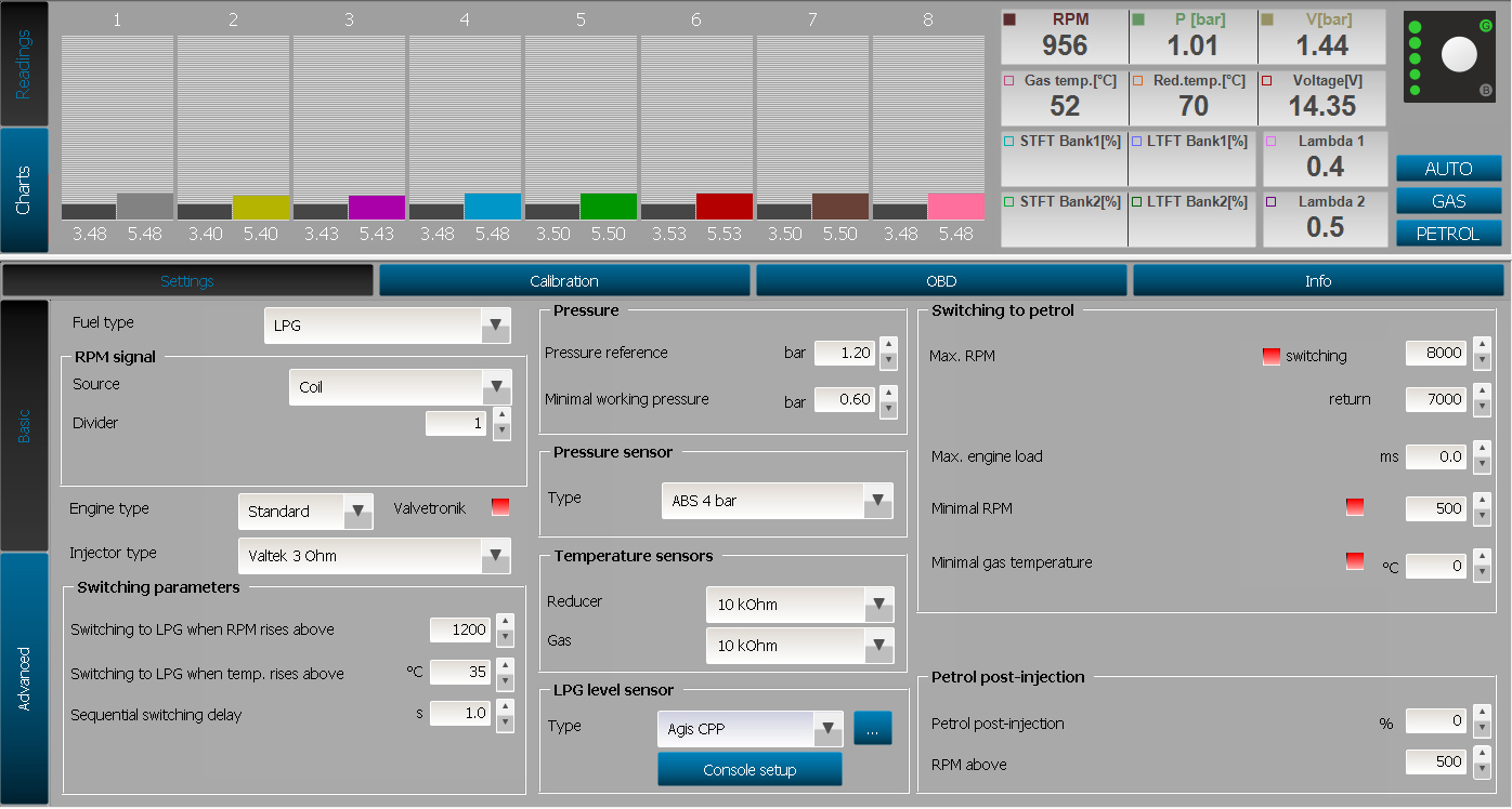 supernova petrol lpg system software interface
